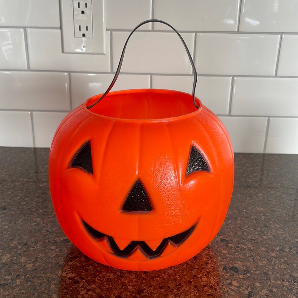 Halloween Jack-O-Lantern Carolina Enterprises Vintage 1980 Blow Mold Bucket Pail